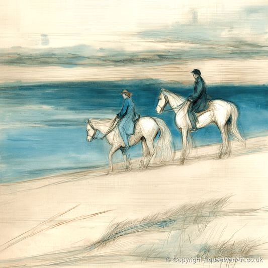 Tide Line Companions - beach horse art print and canvas by Clara Pemberton A.I