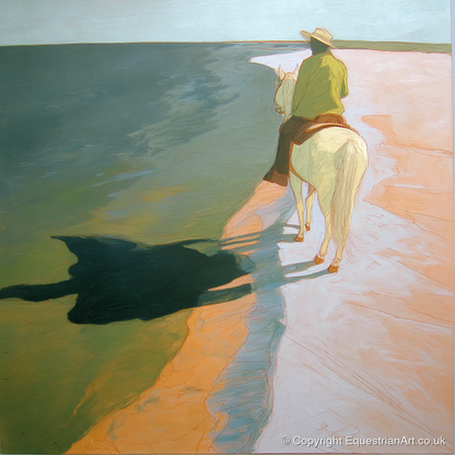 Tide Line Shadows - beach horse art print and canvas by Emerson Grey A.I