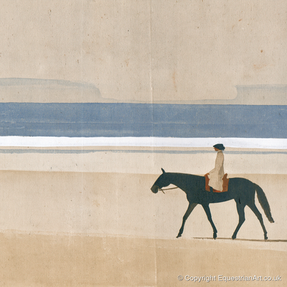 Tide Line Tranquillity - beach horse art print and canvas by Phillip Marbury A.I