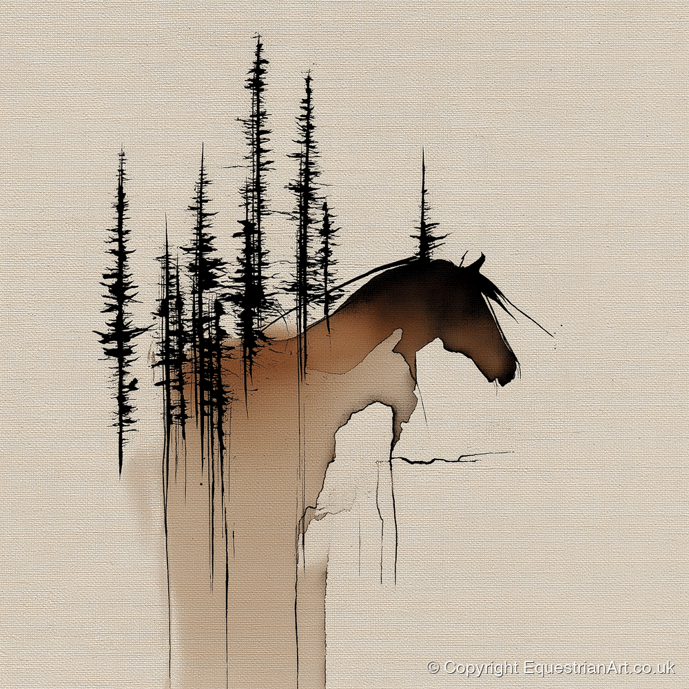 Timberline Silhouette - horse landscape art print and canvas by Julian Vance A.I