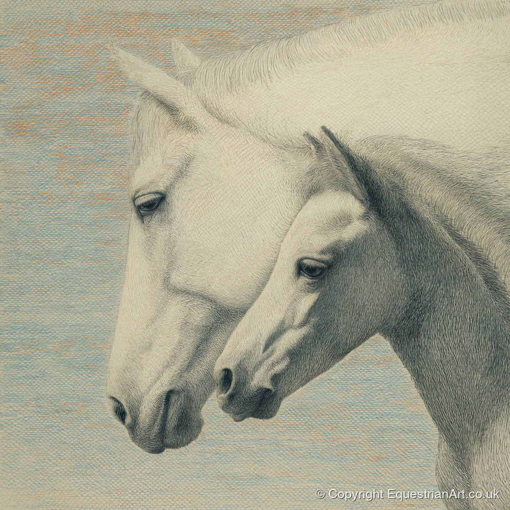 Timeless Companions - mare & foal art print and canvas by Arthur Sterling A.I