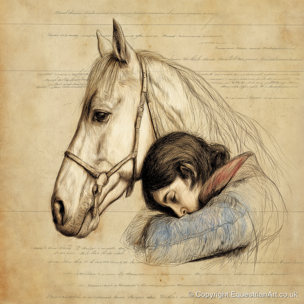 Timeless Connection - horse & rider art print and canvas by Albert Loxley A.I
