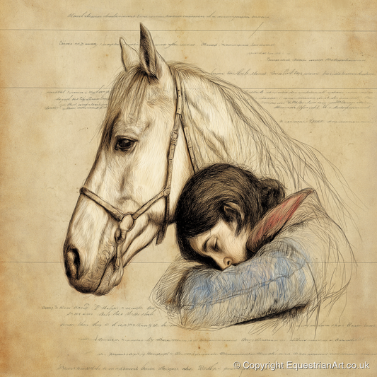Timeless Connection - horse & rider art print and canvas by Albert Loxley A.I
