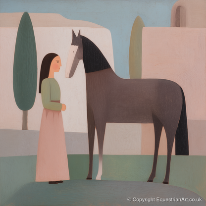 Timeless Connection - horse & rider art print and canvas by Wallace Bingham A.I