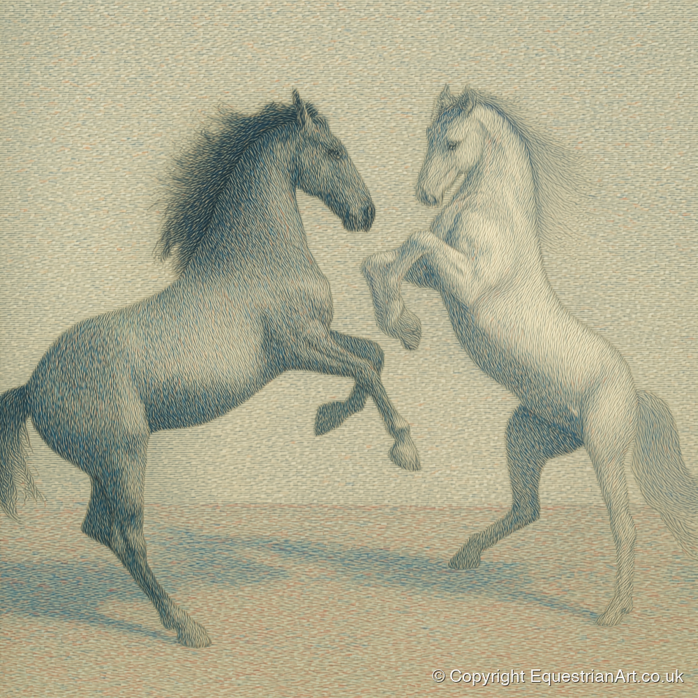 Timeless Equine Encounter - wild horses art print and canvas by Arthur Sterling A.I