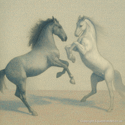 Timeless Equine Encounter - wild horses art print and canvas by Arthur Sterling A.I