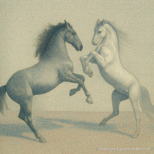 Timeless Equine Encounter - wild horses art print and canvas by Arthur Sterling A.I