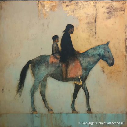 Timeless Golden Journey - horse & rider art print and canvas by Eloise Fairfax A.I