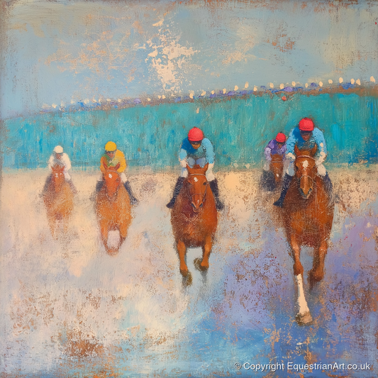 Towards the Wire - racing horse art print and canvas by Benedict Croft A.I