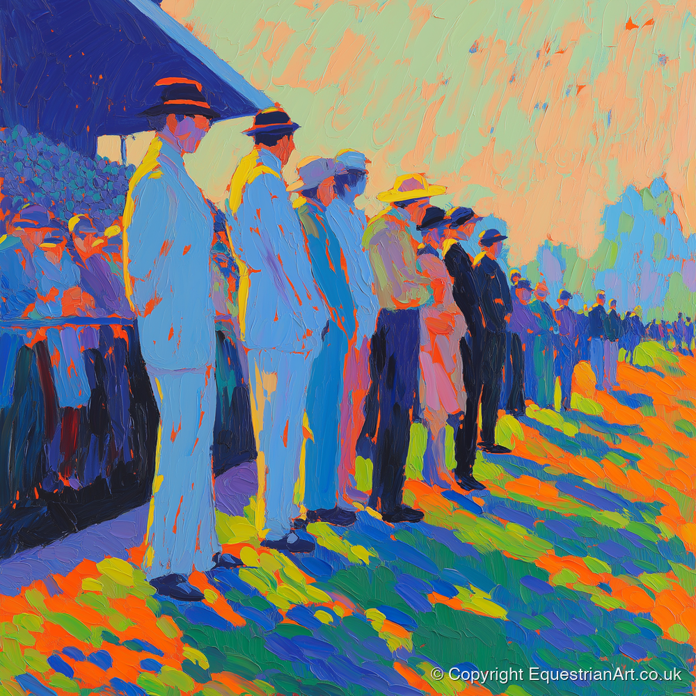 Trackside Anticipation - racing horse art print and canvas by Jonathan Crawford A.I