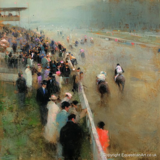 Trackside Anticipation - racing horse art print and canvas by Nathaniel Reed A.I