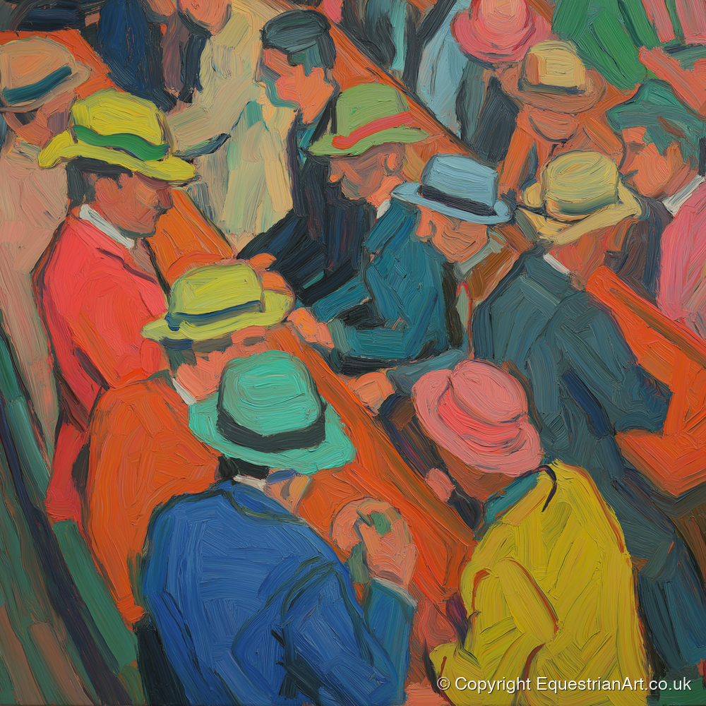 Trackside Anticipation - racing horse art print and canvas by Mirabel Carlyle A.I