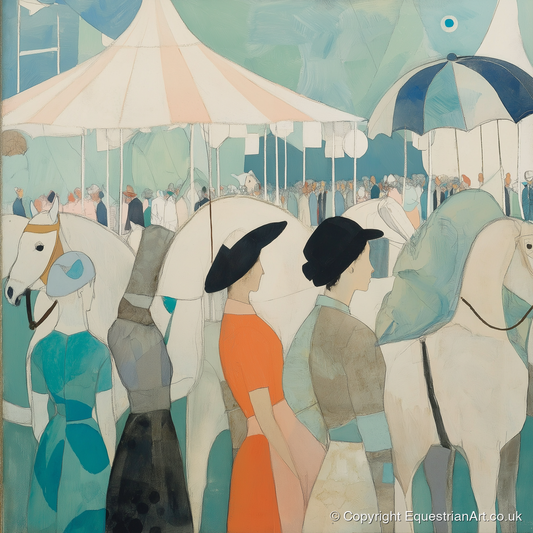 Trackside Elegance - racing horse art print and canvas by Flora Whitby A.I