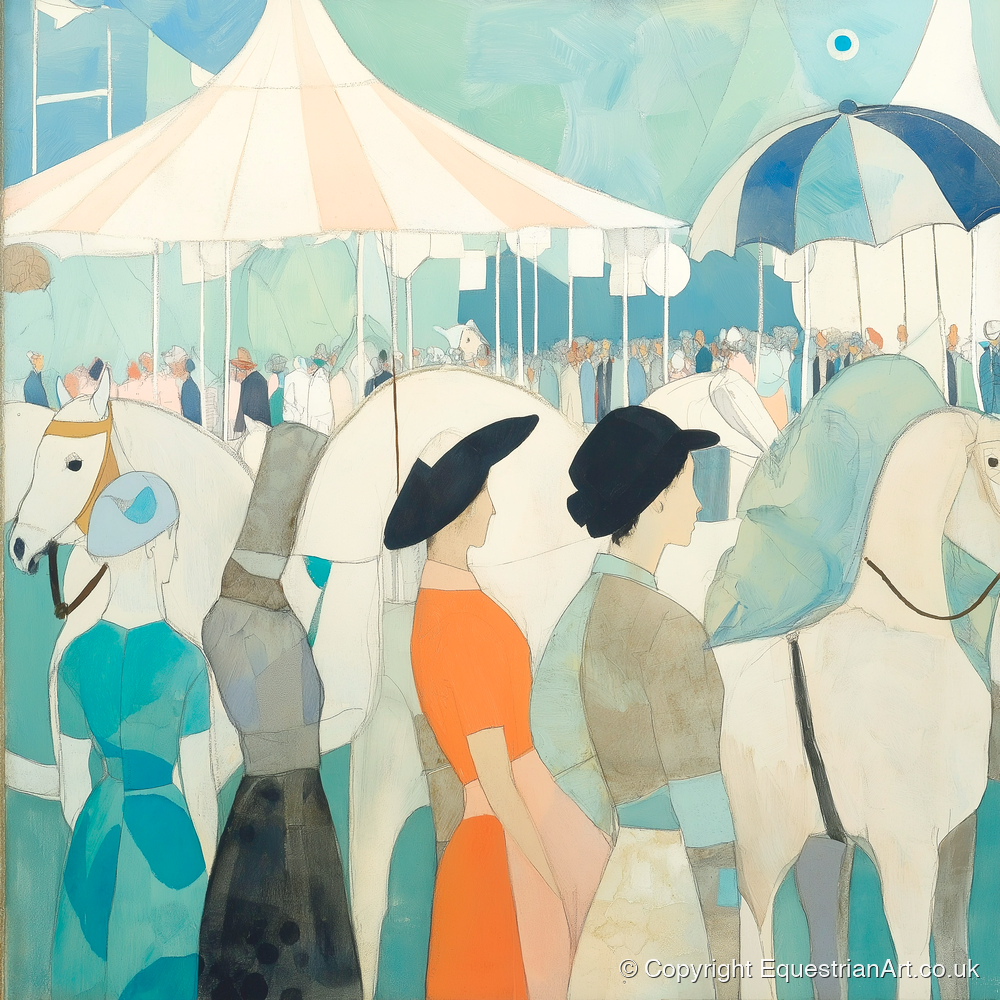 Trackside Elegance - racing horse art print and canvas by Flora Whitby A.I