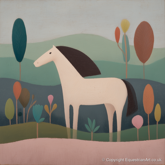 Tranquil Meadow Grey - horse breed art print and canvas by Wallace Bingham A.I