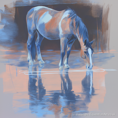 Tranquil Reflection - horse portrait art print and canvas by Charles Ashford A.I