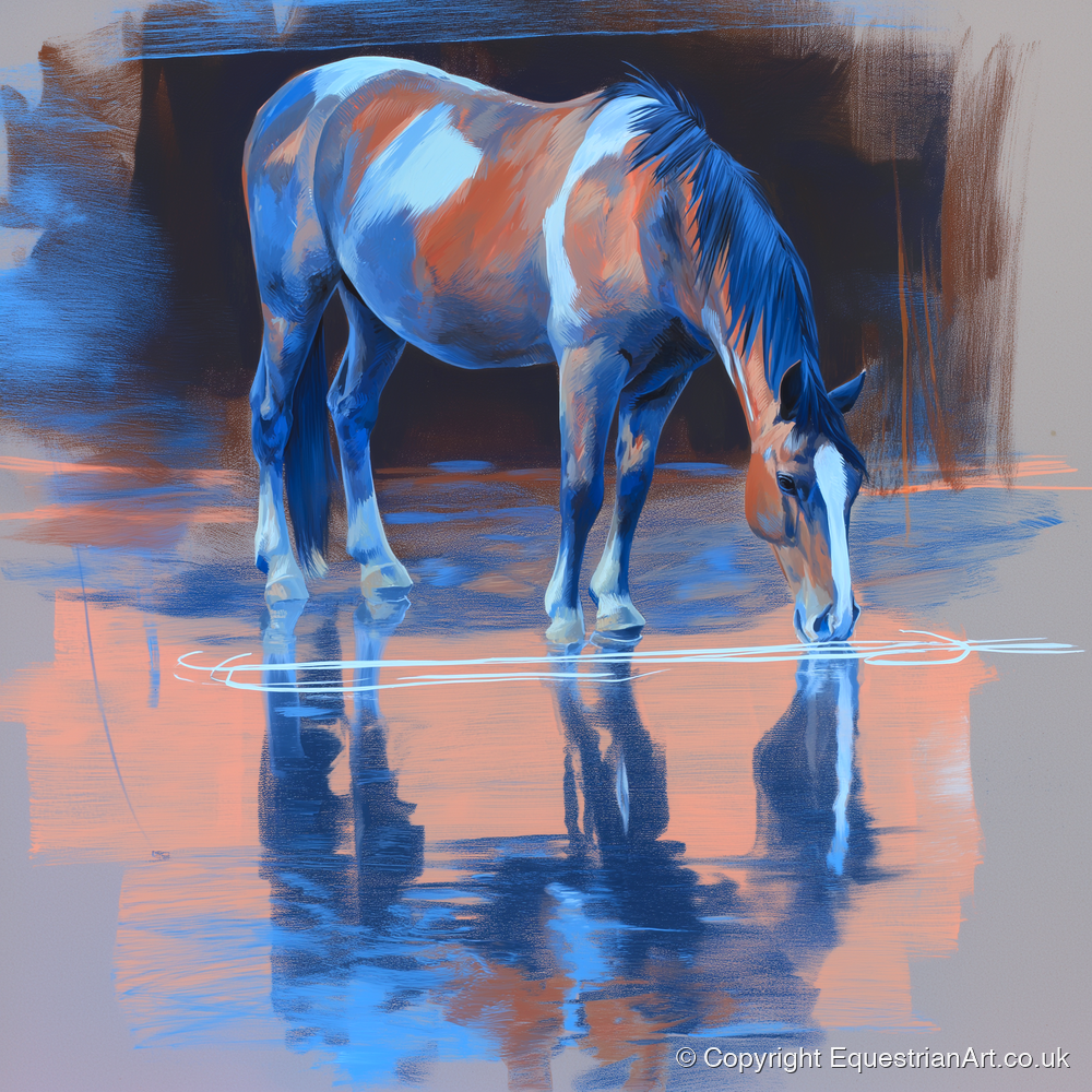 Tranquil Reflection - horse portrait art print and canvas by Charles Ashford A.I