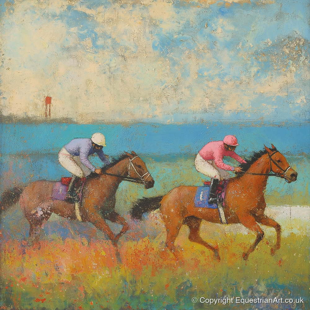 Turf and Tide - racing horse art print and canvas by Benedict Croft A.I