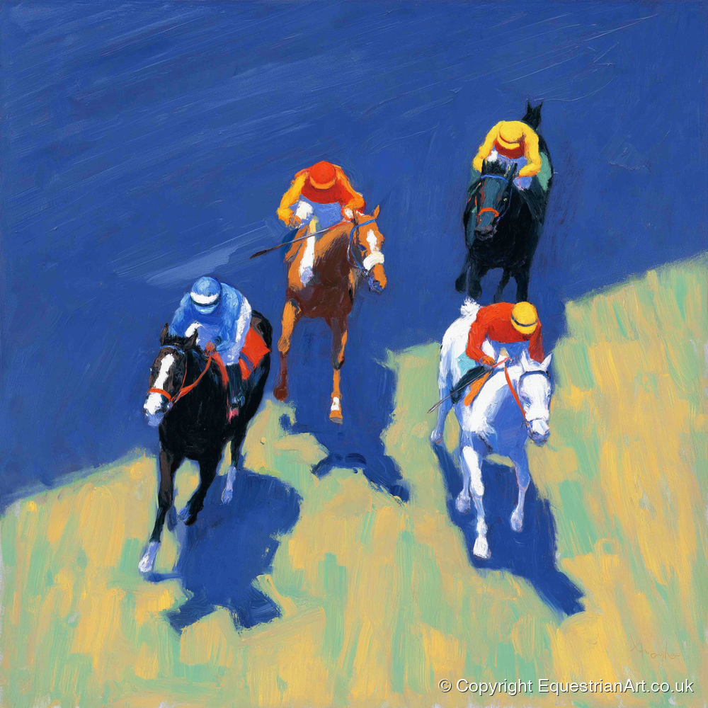 Turf Shadows - racing horse art print and canvas by Hugo Beckett A.I