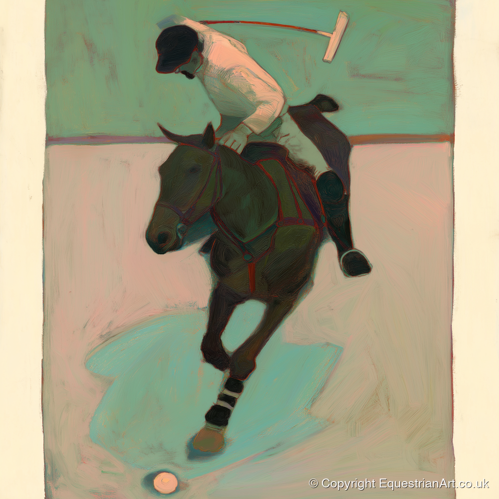 Turning on the Ball - polo horse art print and canvas by Franklin Holloway A.I