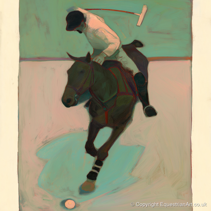 Turning on the Ball - polo horse art print and canvas by Franklin Holloway A.I