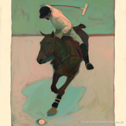 Turning on the Ball - polo horse art print and canvas by Franklin Holloway A.I