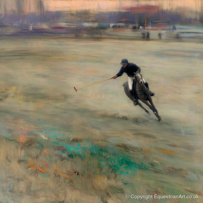 Twilight Chukka - polo horse art print and canvas by Nathaniel Reed A.I