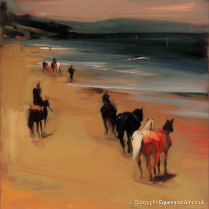 Twilight Coastal Hack - horse landscape art print and canvas by Thomas Cavendish A.I