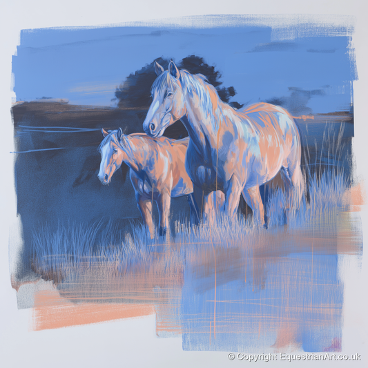 Twilight Companions - wild horses art print and canvas by Charles Ashford A.I