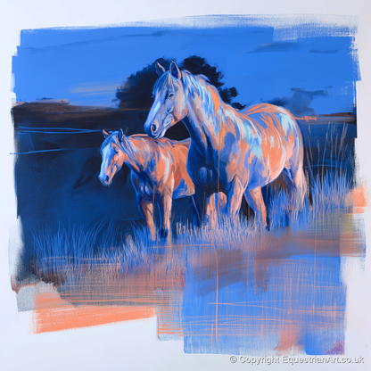 Twilight Companions - wild horses art print and canvas by Charles Ashford A.I