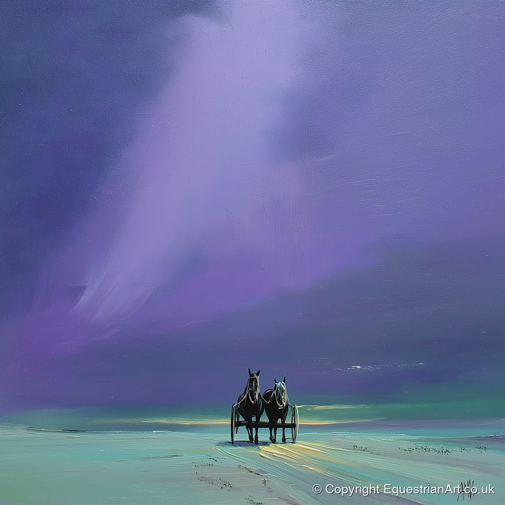 Twilight Harness - working horse art print and canvas by Wesley Stanton A.I