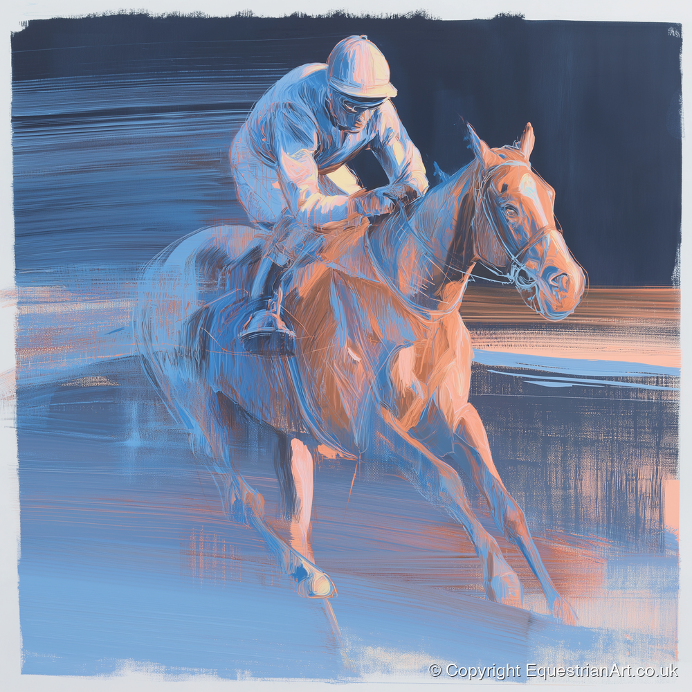 Twilight Stretch - racing horse art print and canvas by Charles Ashford A.I