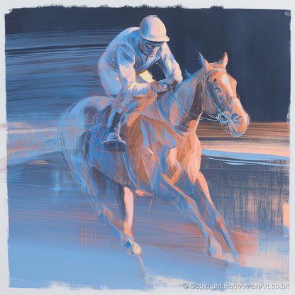 Twilight Stretch - racing horse art print and canvas by Charles Ashford A.I
