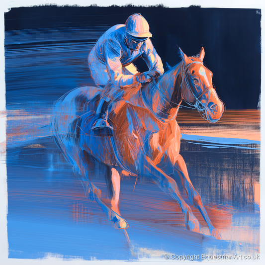 Twilight Stretch - racing horse art print and canvas by Charles Ashford A.I