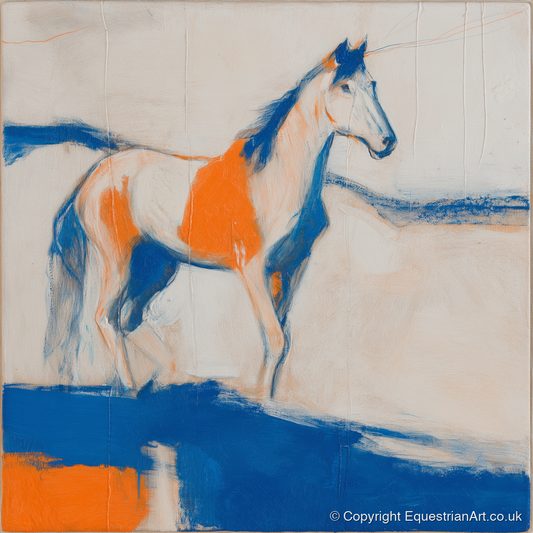 Ultramarine and Orange Profile - horse portrait art print and canvas by Tristan Noble A.I