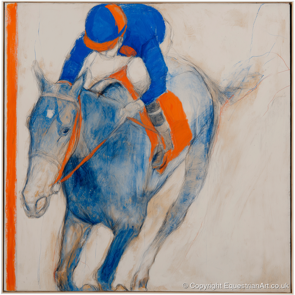 Ultramarine Gallop - racing horse art print and canvas by Tristan Noble A.I