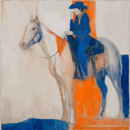 Ultramarine Western Rider - western horse art print and canvas by Tristan Noble A.I