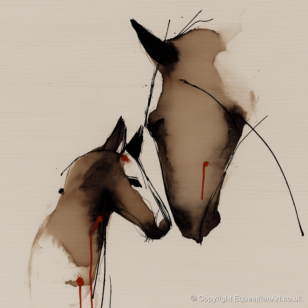Unbreakable Bond - mare & foal art print and canvas by Julian Vance A.I