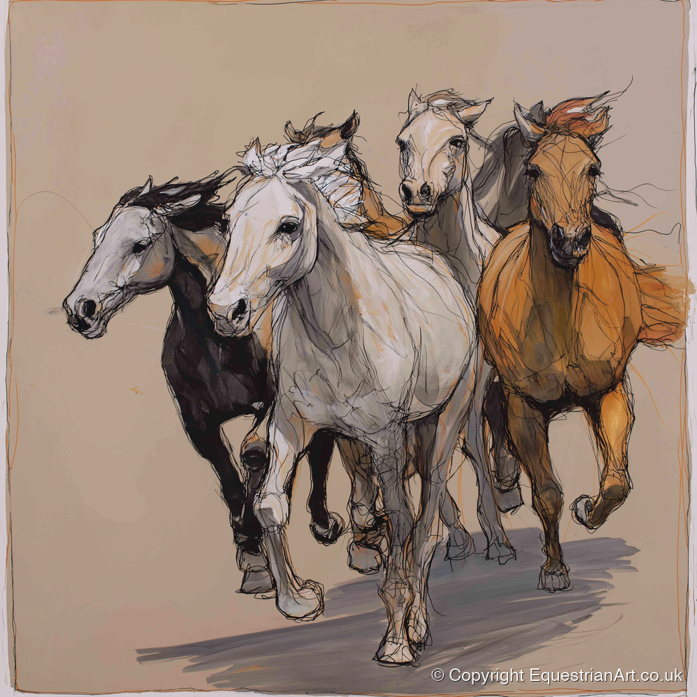 Unbridled Momentum - wild horses art print and canvas by Jasper Montgomery A.I