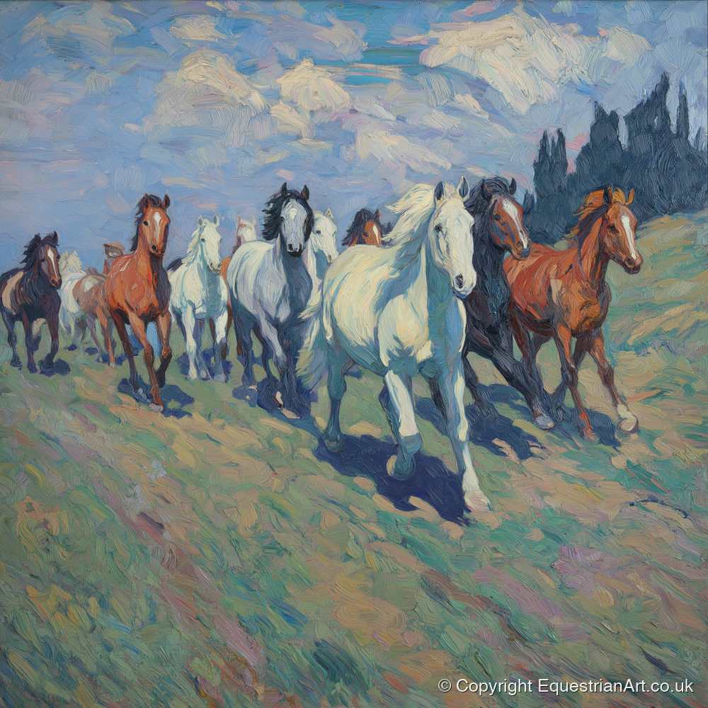 Unbridled Spirit - wild horses art print and canvas by Edgar Whitmore A.I
