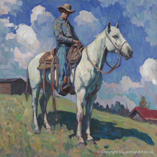 Under A Western Sky - western horse art print and canvas by Edgar Whitmore A.I