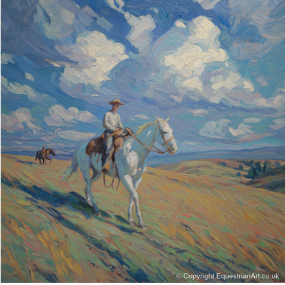 Under Western Skies - western horse art print and canvas by Edgar Whitmore A.I
