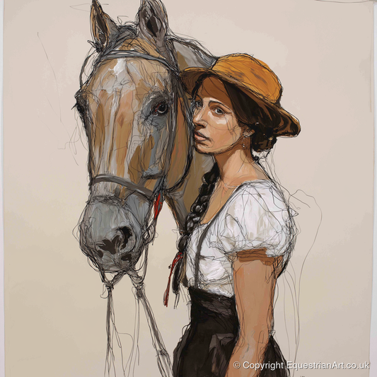 Unspoken Bond - horse & rider art print and canvas by Jasper Montgomery A.I