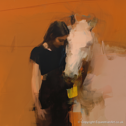 Unspoken Bond - horse & rider art print and canvas by Valerie Stone A.I