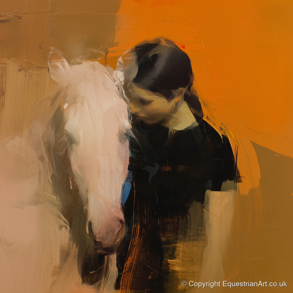 Unspoken Bond - horse & rider art print and canvas by Valerie Stone A.I