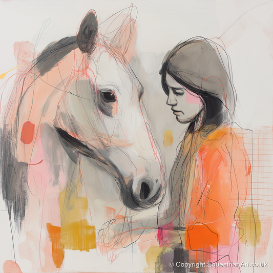 Unspoken Bond - horse & rider art print and canvas by Rosemary Haste A.I