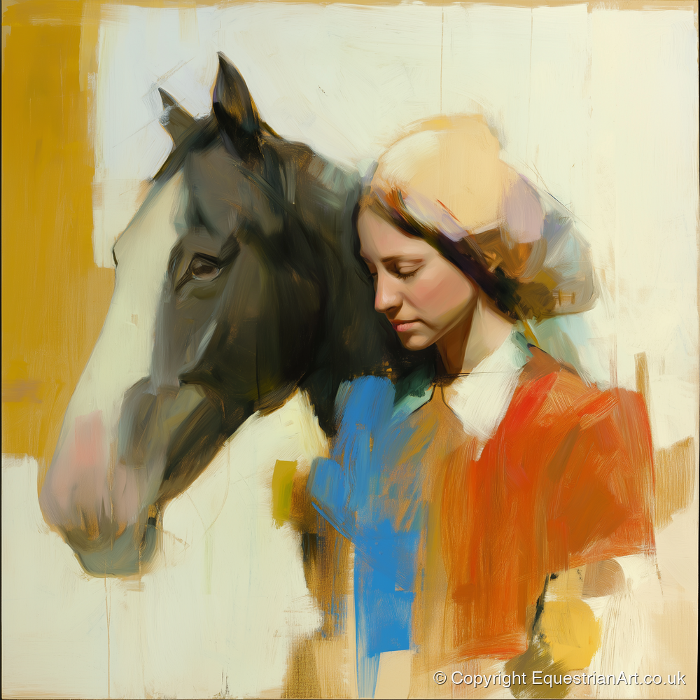 Unspoken Bond - horse & rider art print and canvas by Silas Marlowe A.I