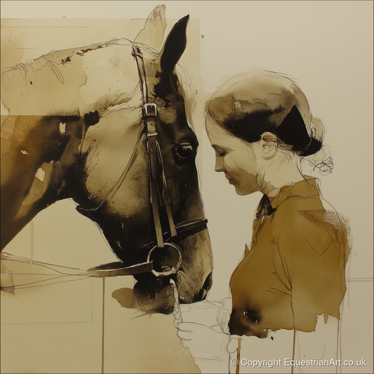 Unspoken Connection - horse & rider art print and canvas by Harrison Cole A.I