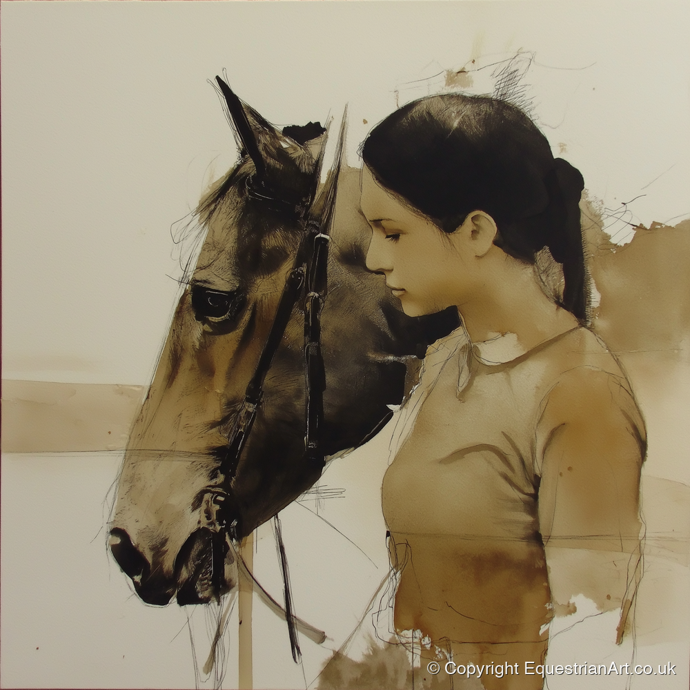 Unspoken Harmony - horse & rider art print and canvas by Harrison Cole A.I