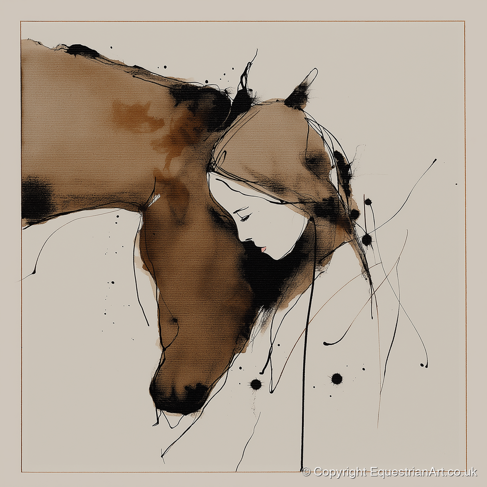 Unspoken Harmony - horse & rider art print and canvas by Julian Vance A.I